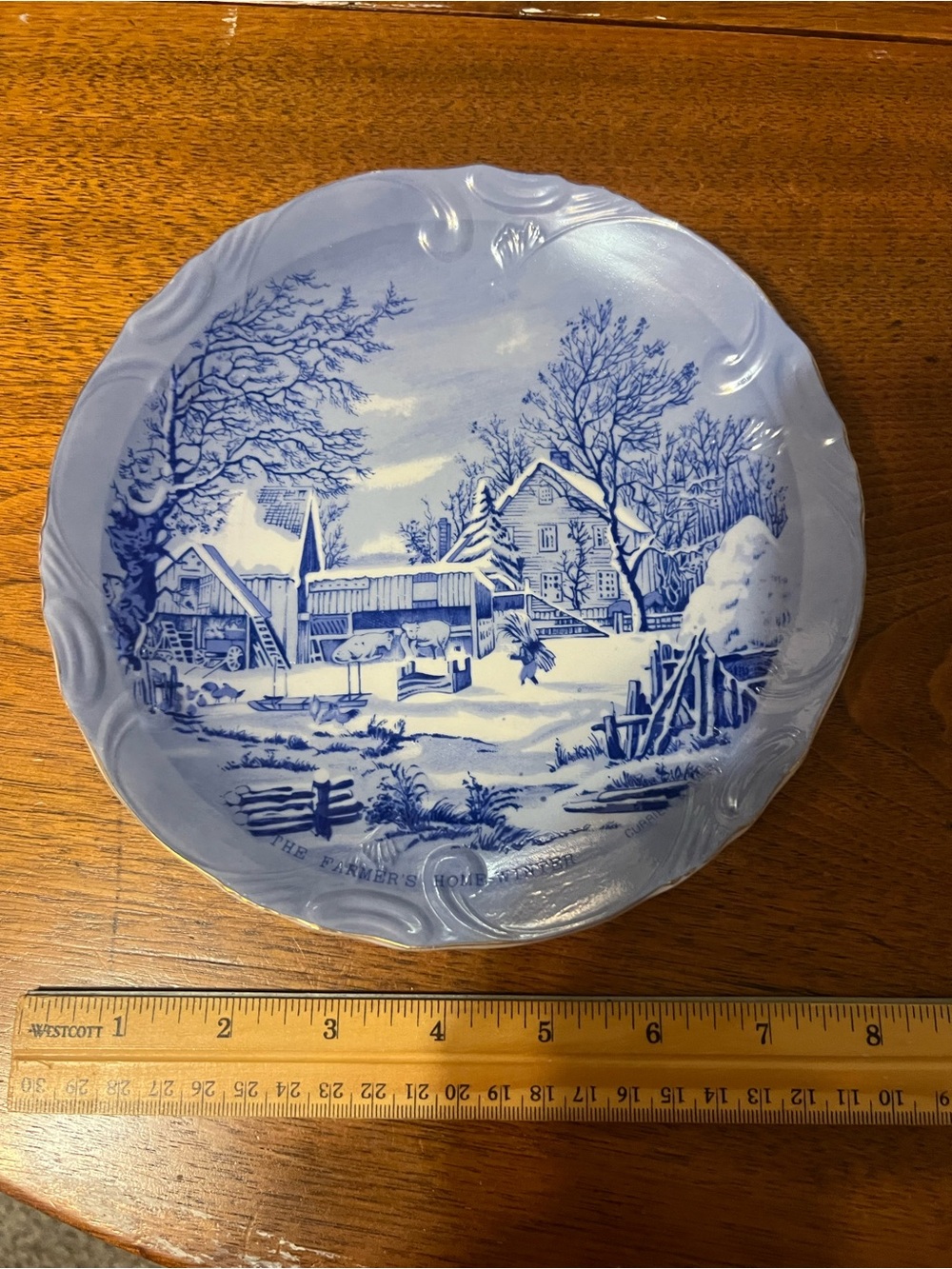 Blue and White Winter Scene Decorative Dinner Plate - Classic Porcelain
